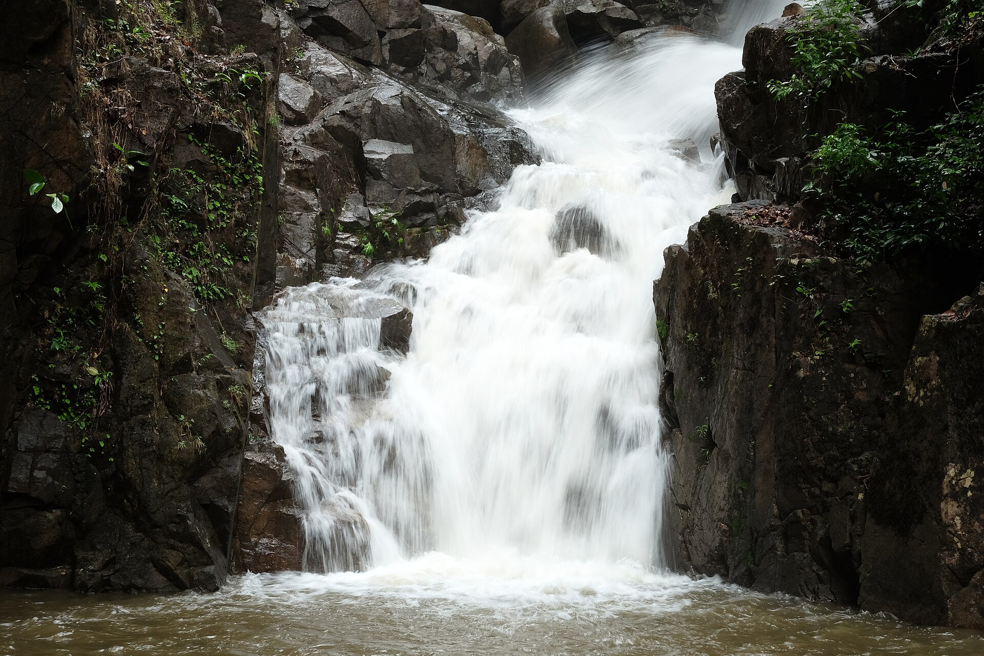 Phlio Waterfall flowing over rocks in Chanthaburi